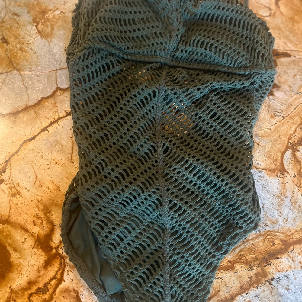 Robin Piccone Army Green Crochet One Piece